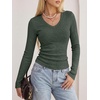 image:imageANRABESS Long Sleeve V Neck Ribbed Shirts for Women Fall OutfitsDeep Green