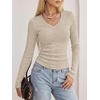 image:imageANRABESS Long Sleeve V Neck Ribbed Shirts for Women Fall OutfitsLight Khaki