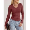 image:imageANRABESS Long Sleeve V Neck Ribbed Shirts for Women Fall OutfitsRed