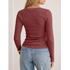 image:imageANRABESS Long Sleeve V Neck Ribbed Shirts for Women Fall OutfitsRed