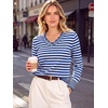 image:imageANRABESS Sweaters for Women Lightweight Loose Fit V Neck Fall OutfitsBlue White Stripe