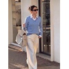 image:imageANRABESS Sweaters for Women Lightweight Loose Fit V Neck Fall OutfitsBlue White Stripe