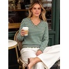 image:imageANRABESS Sweaters for Women Lightweight Loose Fit V Neck Fall OutfitsOlive Sky Blue Stripe