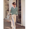 image:imageANRABESS Sweaters for Women Lightweight Loose Fit V Neck Fall OutfitsOlive Sky Blue Stripe