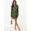 image:imageANRABESS Women Swimsuit Cover Up Beach Crochet Bathing Suit Mini DressArmy Green