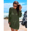 image:imageANRABESS Women Swimsuit Cover Up Beach Crochet Bathing Suit Mini DressArmy Green