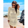 image:imageANRABESS Women Swimsuit Cover Up Beach Crochet Bathing Suit Mini DressBeige