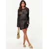 image:imageANRABESS Women Swimsuit Cover Up Beach Crochet Bathing Suit Mini DressBlack