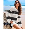 image:imageANRABESS Women Swimsuit Cover Up Beach Crochet Bathing Suit Mini DressBlack White Stripe