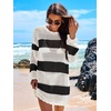 image:imageANRABESS Women Swimsuit Cover Up Beach Crochet Bathing Suit Mini DressBlack White Stripe
