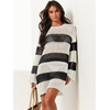 image:imageANRABESS Women Swimsuit Cover Up Beach Crochet Bathing Suit Mini DressBlack White Stripe
