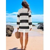 image:imageANRABESS Women Swimsuit Cover Up Beach Crochet Bathing Suit Mini DressBlack White Stripe