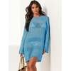 image:imageANRABESS Women Swimsuit Cover Up Beach Crochet Bathing Suit Mini DressBlue