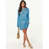 image:imageANRABESS Women Swimsuit Cover Up Beach Crochet Bathing Suit Mini DressBlue