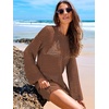 image:imageANRABESS Women Swimsuit Cover Up Beach Crochet Bathing Suit Mini DressBrown