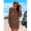 image:imageANRABESS Women Swimsuit Cover Up Beach Crochet Bathing Suit Mini DressBrown
