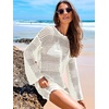 image:imageANRABESS Women Swimsuit Cover Up Beach Crochet Bathing Suit Mini DressCream White