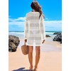 image:imageANRABESS Women Swimsuit Cover Up Beach Crochet Bathing Suit Mini DressCream White