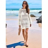 image:imageANRABESS Women Swimsuit Cover Up Beach Crochet Bathing Suit Mini DressCream White