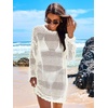 image:imageANRABESS Women Swimsuit Cover Up Beach Crochet Bathing Suit Mini DressCream White