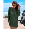 image:imageANRABESS Women Swimsuit Cover Up Beach Crochet Bathing Suit Mini DressDeep Green