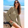image:imageANRABESS Women Swimsuit Cover Up Beach Crochet Bathing Suit Mini DressKhaki