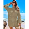 image:imageANRABESS Women Swimsuit Cover Up Beach Crochet Bathing Suit Mini DressKhaki