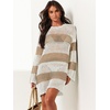 image:imageANRABESS Women Swimsuit Cover Up Beach Crochet Bathing Suit Mini DressKhakiwhite