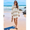 image:imageANRABESS Women Swimsuit Cover Up Beach Crochet Bathing Suit Mini DressKhakiwhite