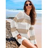 image:imageANRABESS Women Swimsuit Cover Up Beach Crochet Bathing Suit Mini DressKhakiwhite