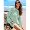 image:imageANRABESS Women Swimsuit Cover Up Beach Crochet Bathing Suit Mini DressLight Green