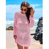image:imageANRABESS Women Swimsuit Cover Up Beach Crochet Bathing Suit Mini DressLight Pink