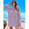 image:imageANRABESS Women Swimsuit Cover Up Beach Crochet Bathing Suit Mini DressLight Purple