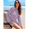image:imageANRABESS Women Swimsuit Cover Up Beach Crochet Bathing Suit Mini DressLight Purple