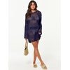 image:imageANRABESS Women Swimsuit Cover Up Beach Crochet Bathing Suit Mini DressNavy Blue
