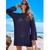 image:imageANRABESS Women Swimsuit Cover Up Beach Crochet Bathing Suit Mini DressNavy Blue