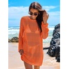 image:imageANRABESS Women Swimsuit Cover Up Beach Crochet Bathing Suit Mini DressOrange