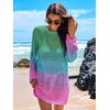 image:imageANRABESS Women Swimsuit Cover Up Beach Crochet Bathing Suit Mini DressRainbow Stripe Colorful