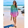 image:imageANRABESS Women Swimsuit Cover Up Beach Crochet Bathing Suit Mini DressRainbow Stripe Colorful