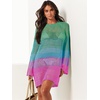 image:imageANRABESS Women Swimsuit Cover Up Beach Crochet Bathing Suit Mini DressRainbow Stripe Colorful