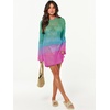 image:imageANRABESS Women Swimsuit Cover Up Beach Crochet Bathing Suit Mini DressRainbow Stripe Colorful