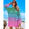 image:imageANRABESS Women Swimsuit Cover Up Beach Crochet Bathing Suit Mini DressRainbow Stripe Colorful