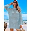 image:imageANRABESS Women Swimsuit Cover Up Beach Crochet Bathing Suit Mini DressSky Blue