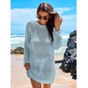 image:imageANRABESS Women Swimsuit Cover Up Beach Crochet Bathing Suit Mini DressSky Blue