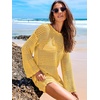image:imageANRABESS Women Swimsuit Cover Up Beach Crochet Bathing Suit Mini DressYellow
