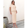 image:imageANRABESS Womens 2 Piece Striped Sweater Skirt SetBeige
