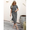 image:imageANRABESS Womens 2 Piece Striped Sweater Skirt SetBlack White
