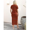 image:imageANRABESS Womens 2 Piece Striped Sweater Skirt SetBrick Red Black Stripe