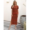 image:imageANRABESS Womens 2 Piece Striped Sweater Skirt SetBrick Red Black Stripe