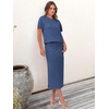 image:imageANRABESS Womens 2 Piece Striped Sweater Skirt SetDark Blue